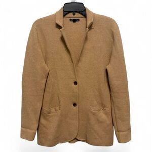J. Crew Mercantile Knit Blazer Womens Medium Tan Button Career Office Sweater